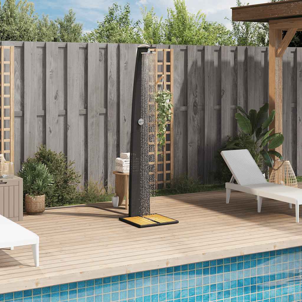 Vidaxx Außendusche 55x60x224 cm Polyrattan und Akazienholz schwarz