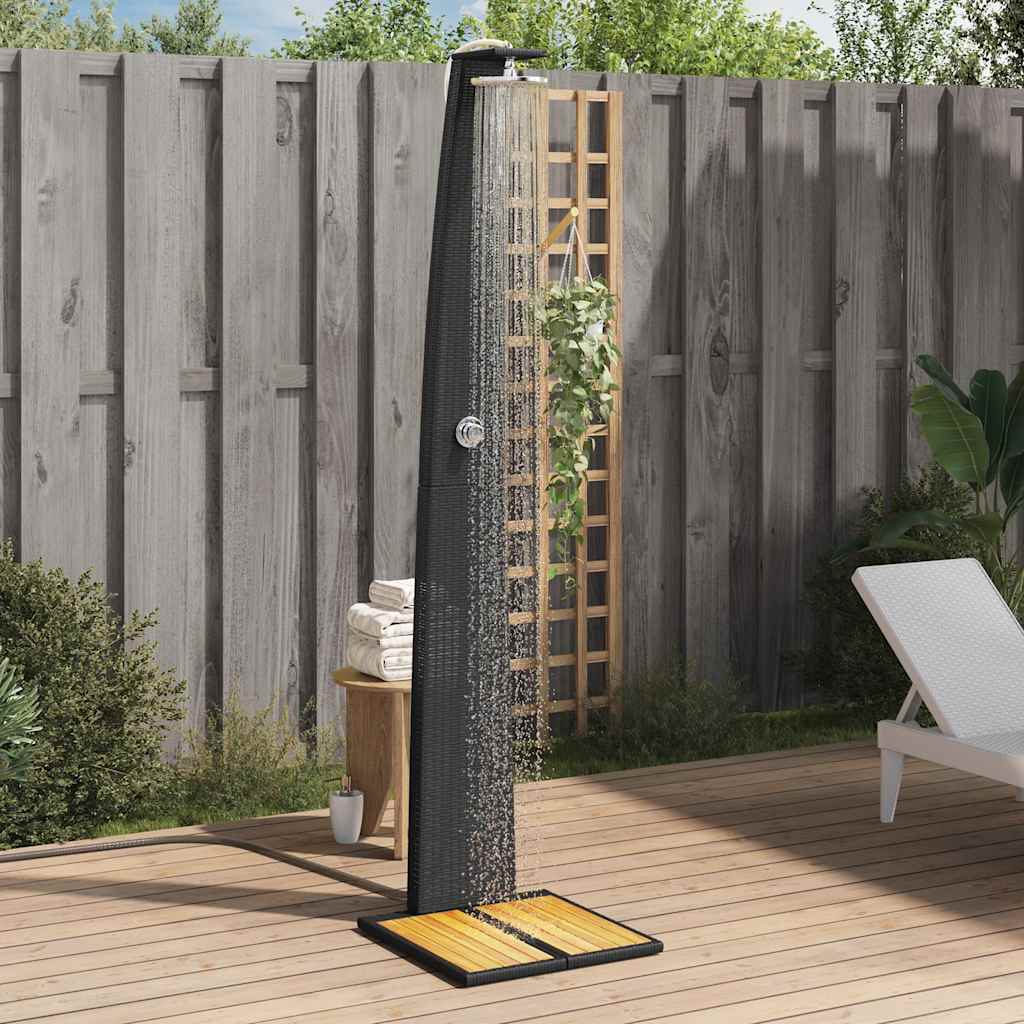 Vidaxx Außendusche 55x60x224 cm Polyrattan und Akazienholz schwarz
