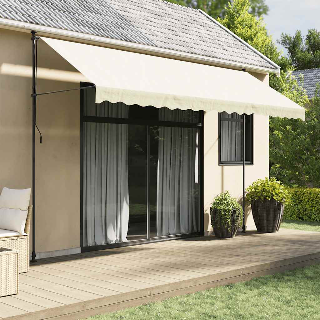 Vidaxl luifel uittrekbaar 400x150 cm stof en staal crèmekleurig