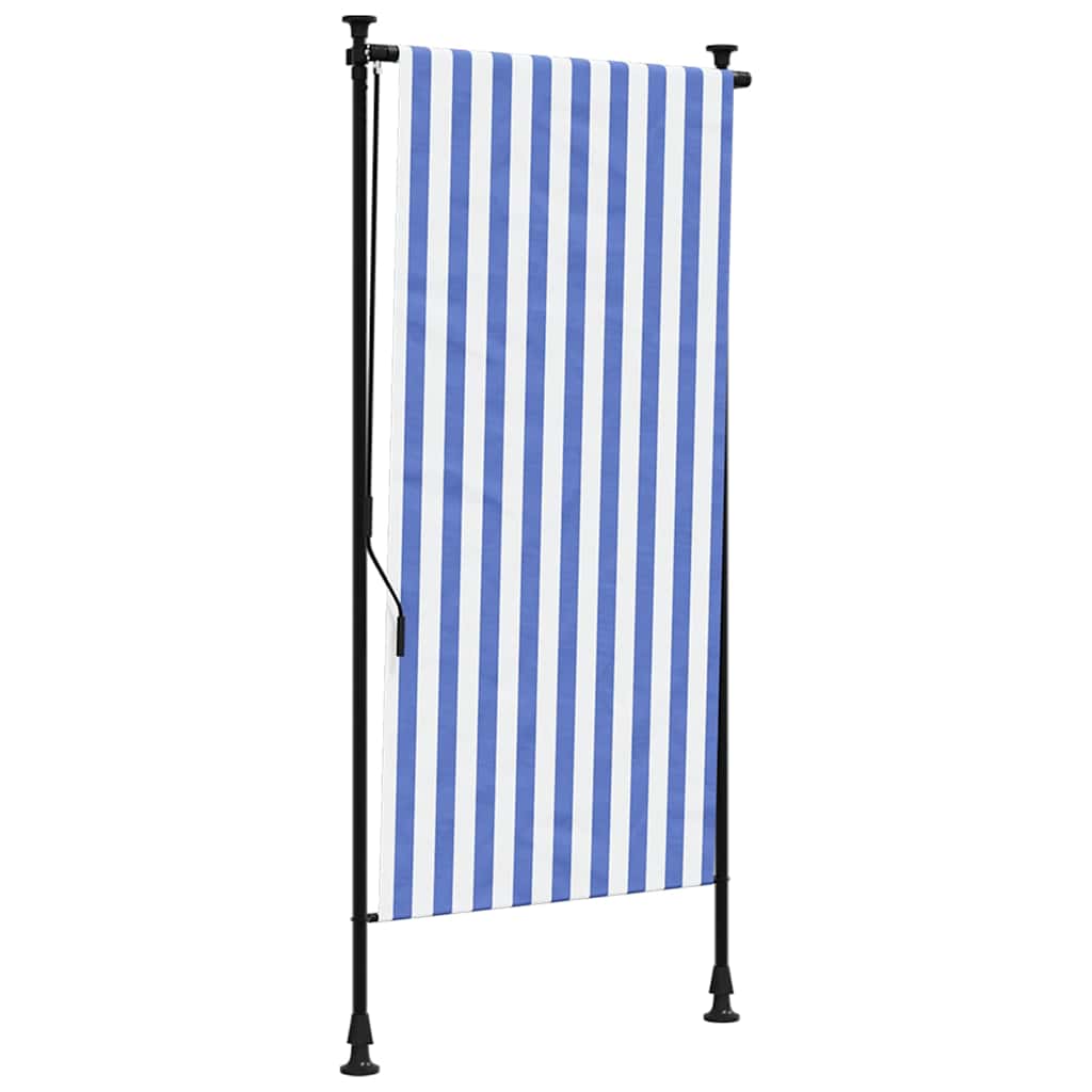 Vidaxxl Außenrollo 100x270 cm Stoff und Stahl blau und weiß
