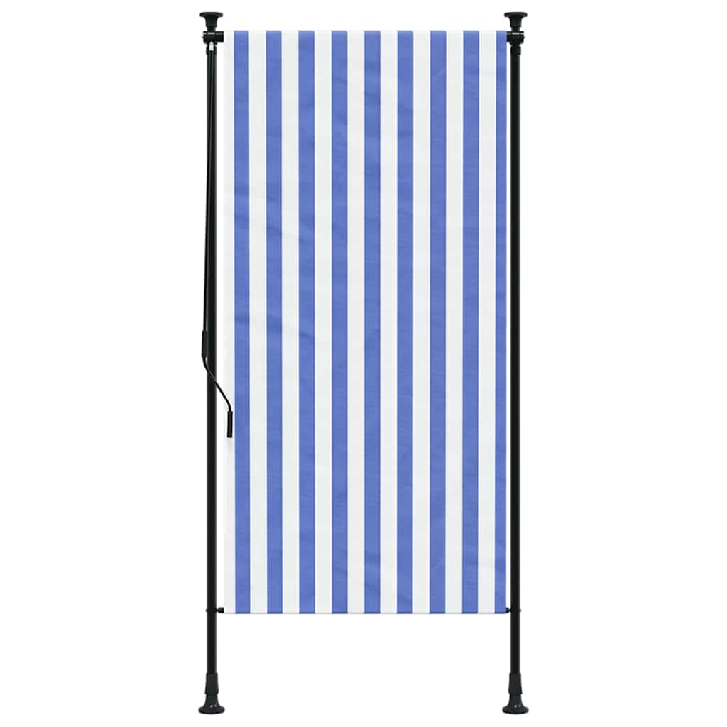 Vidaxxl Außenrollo 120x270 cm Stoff und Stahl blau und weiß