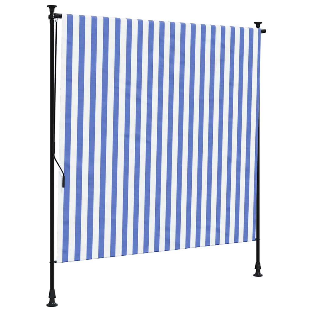 Vidaxxl Außenrollo 200x270 cm Stoff und Stahl blau und weiß