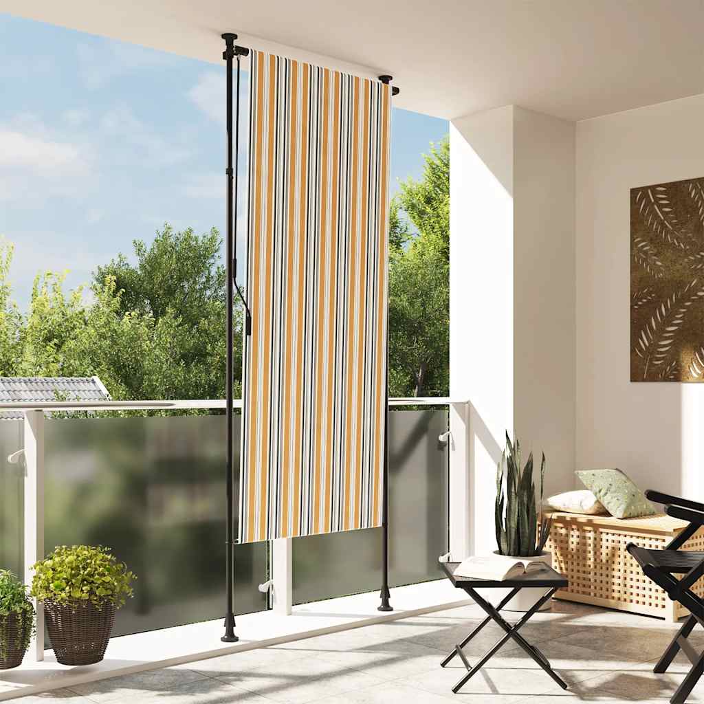 Vidaxxl Außenrollo 100x270 cm Stoff und Stahl Gelb und Weiß