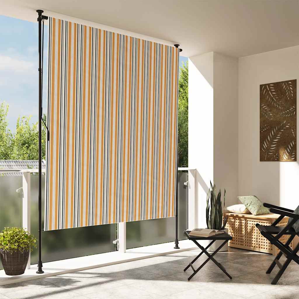 Vidaxxl Außenrollo 150x270 cm Stoff und Stahl Gelb und Weiß