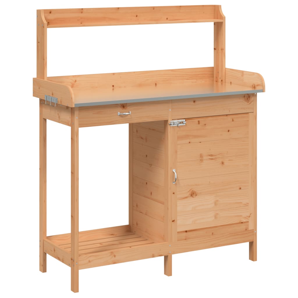 Vidaxx Pflanztisch mit Schrank 110,5x45x124,5 cm massives Kiefernholz braun
