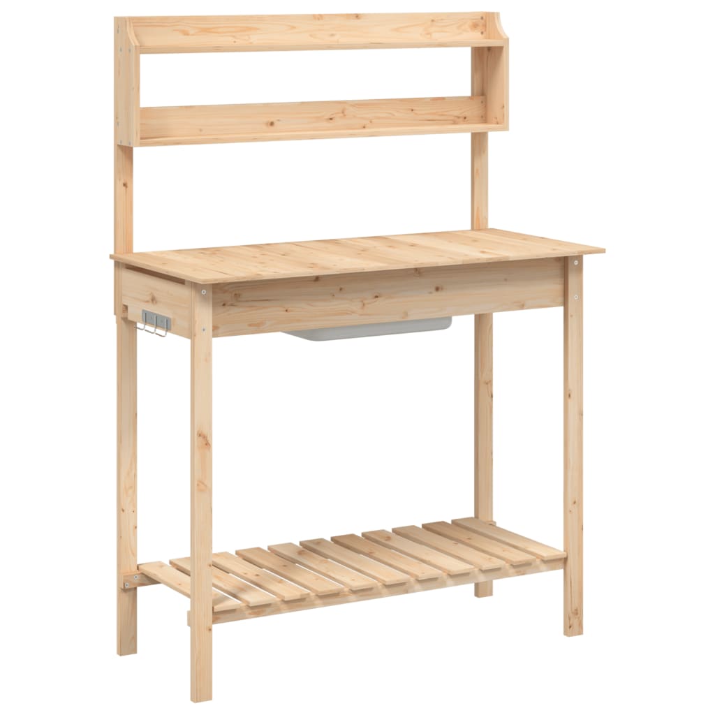 Vidaxx Pflanztisch mit Spüle 147,5x44x139,5 cm massives Kiefernholz