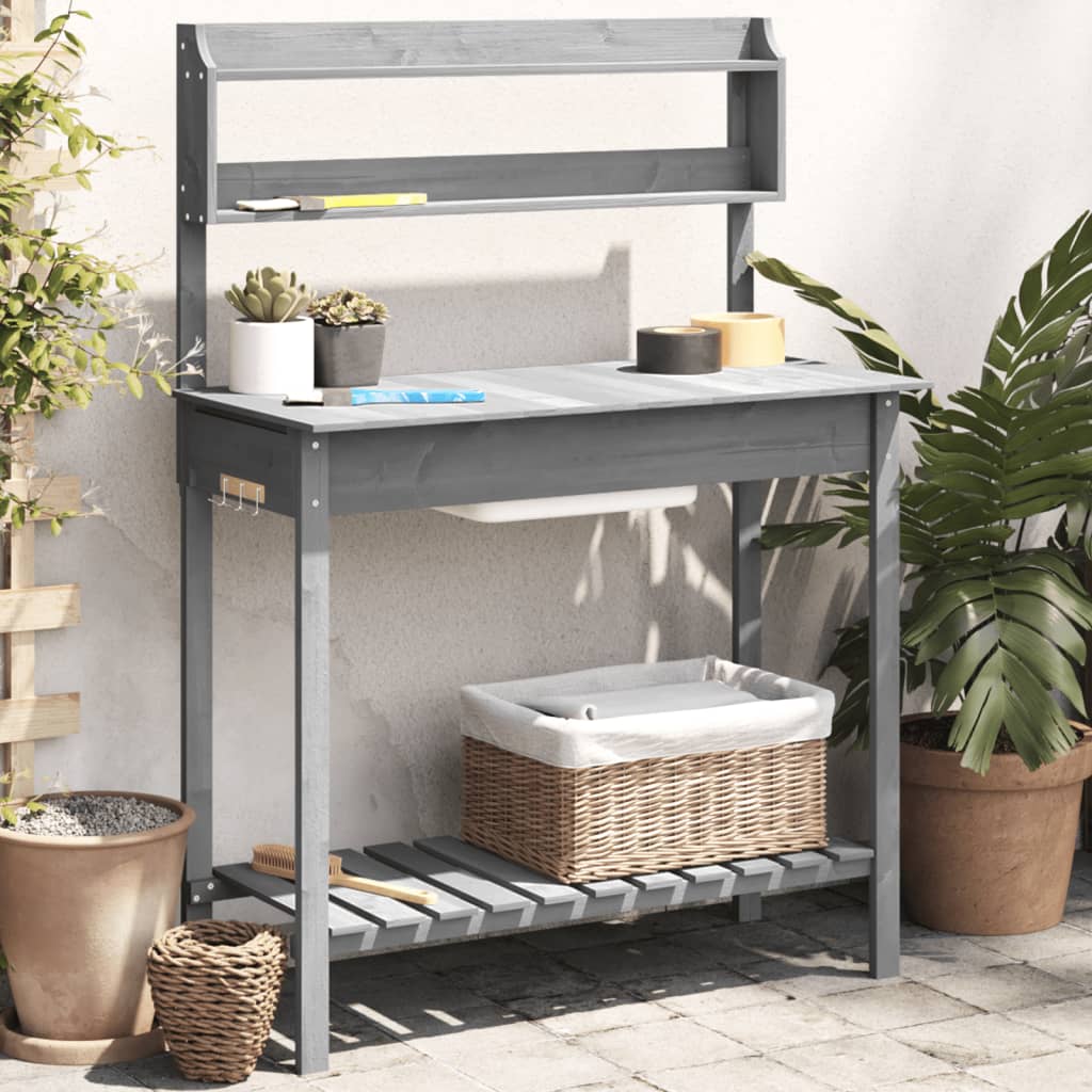 Vidaxx Pflanztisch mit Waschbecken 147,5x44x139,5 cm Kieferngrau