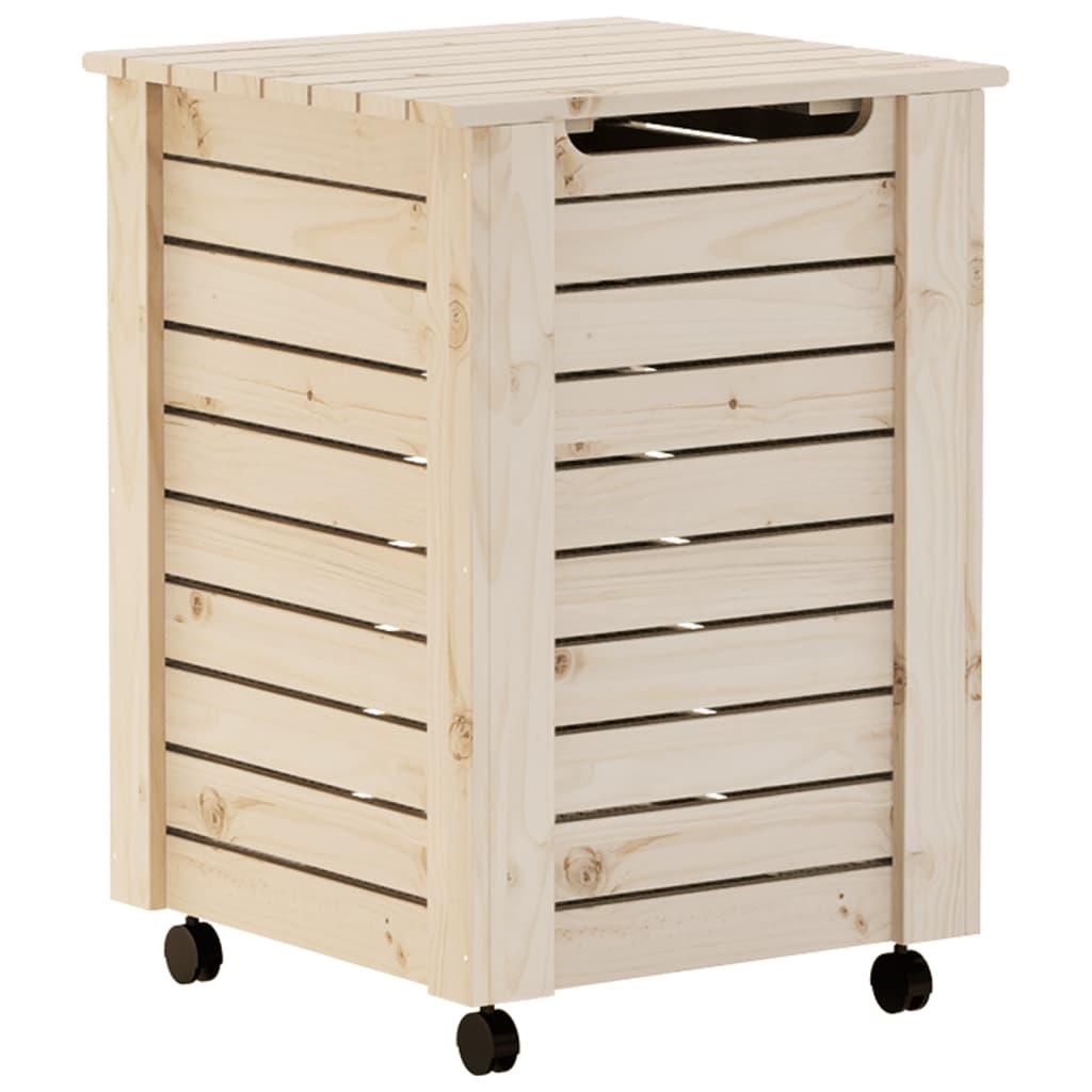 Vidaxx Wäschekorb mit Rollen Rana 45x45x64 cm massives Kiefernholz