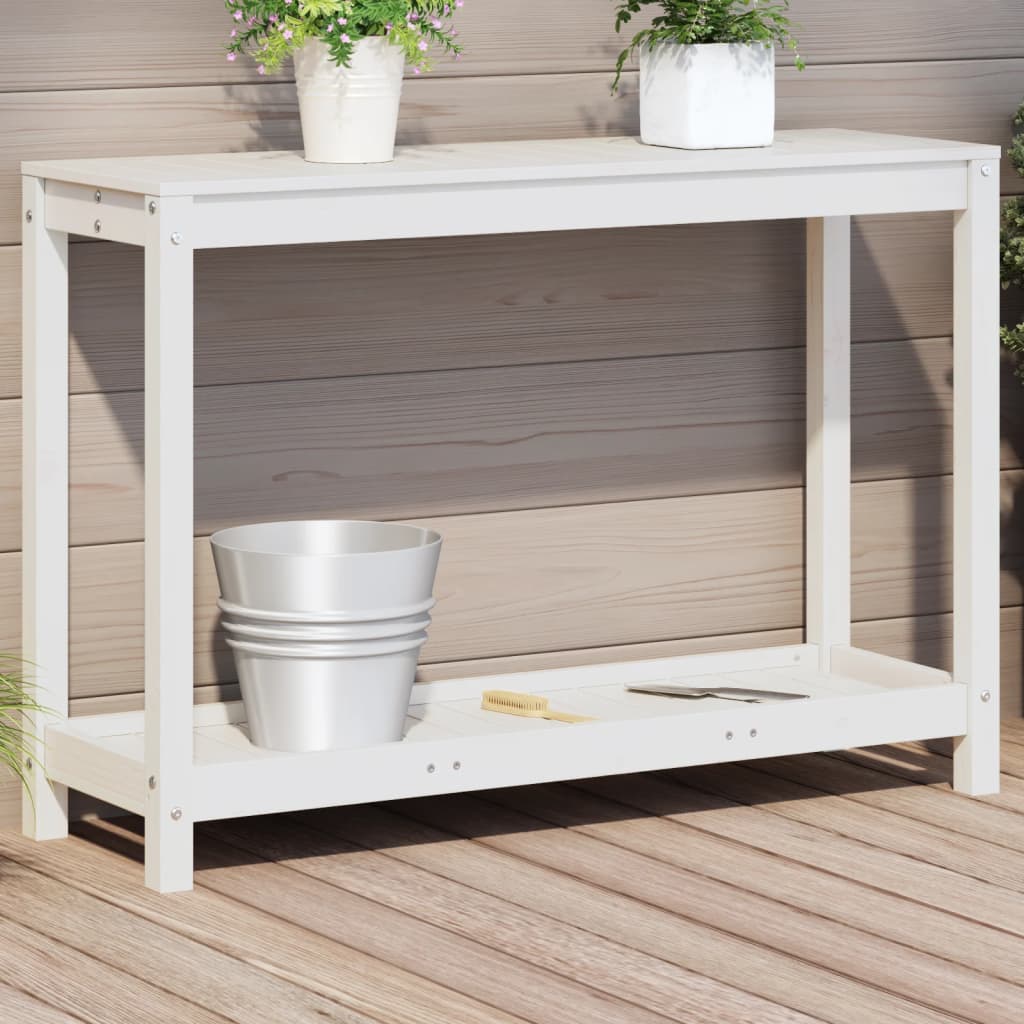 Vidaxx Pflanztisch mit Ablage 108x35x75 cm massives Kiefernholz weiß