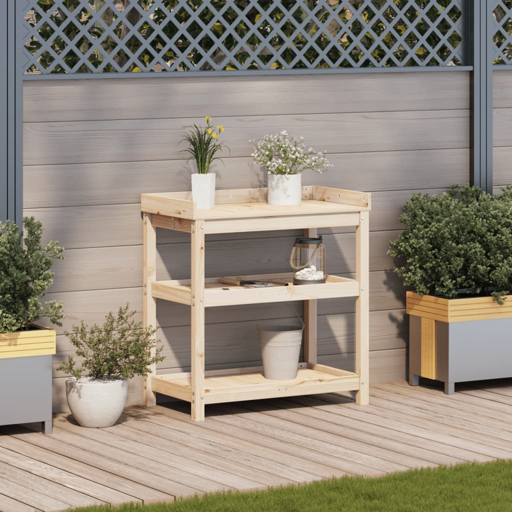 Vidaxx Pflanztisch mit Regalen 82,5x45x86,5 cm massives Kiefernholz