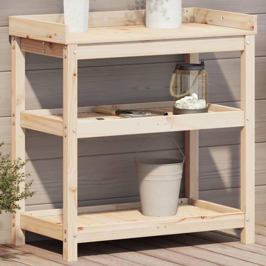 Vidaxx Pflanztisch mit Regalen 82,5x45x86,5 cm massives Kiefernholz