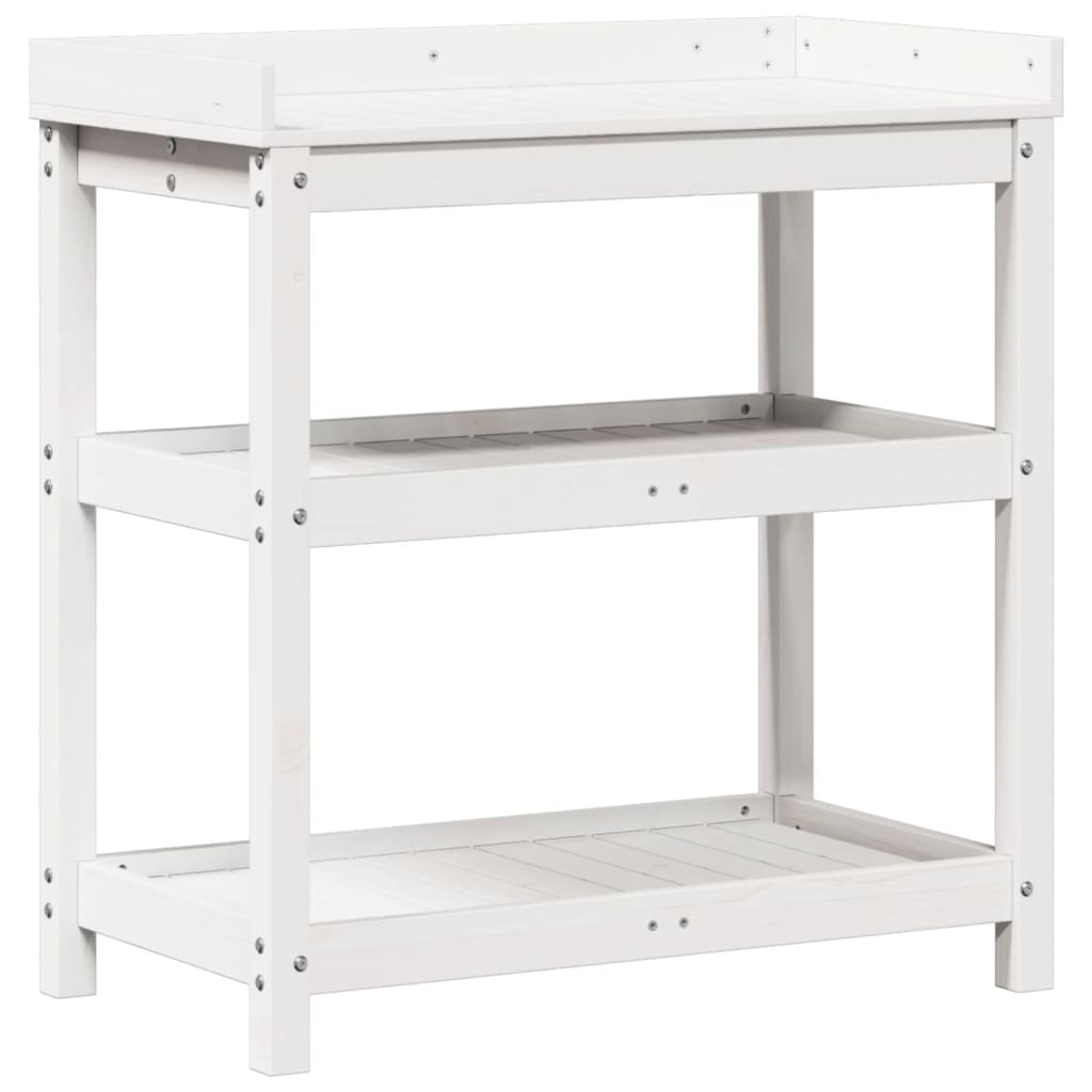 Vidaxx Pflanztisch mit Regalen 82,5x45x86,5 cm massives Kiefernholz weiß