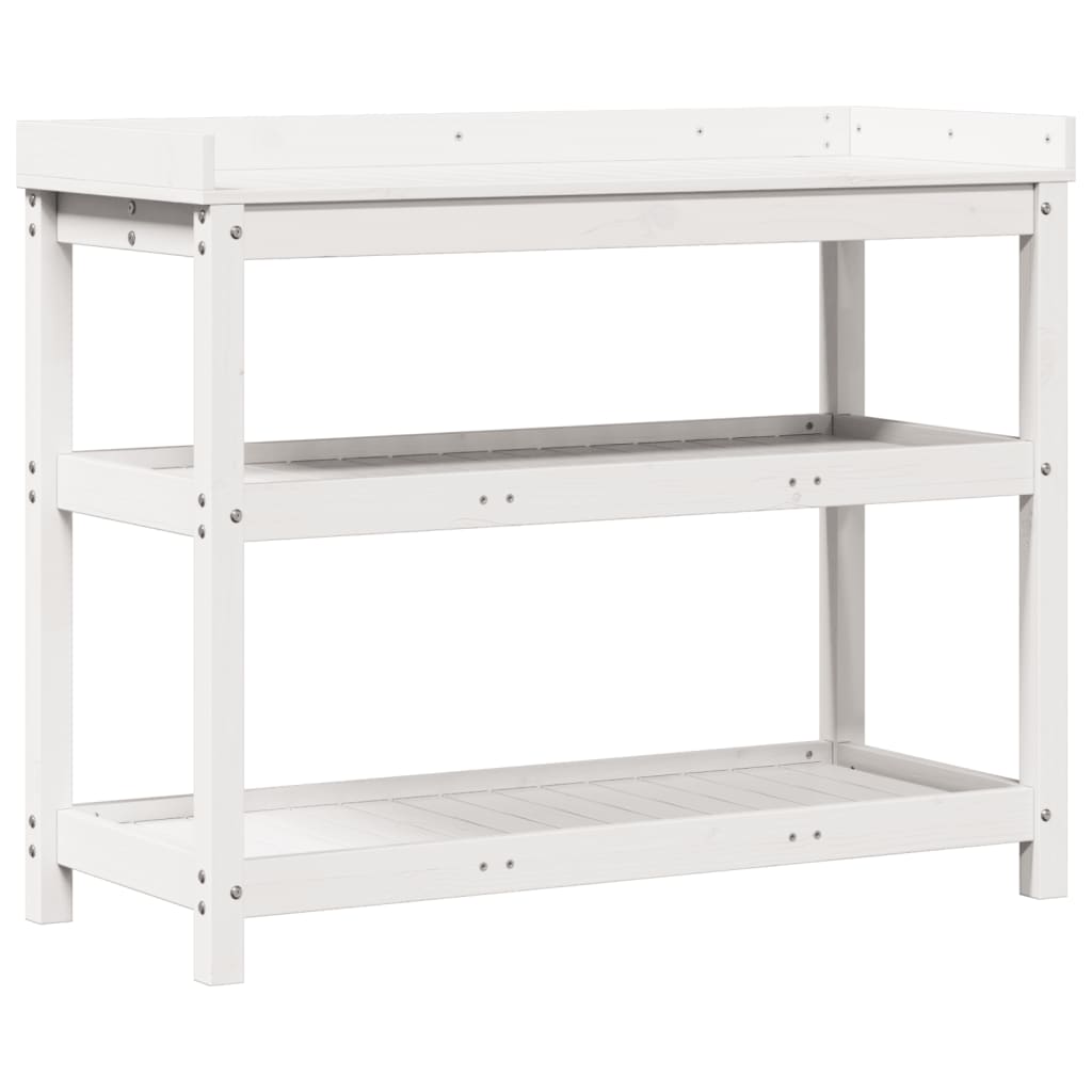 Vidaxx Pflanztisch mit Regalen 108x45x86,5 cm massives Kiefernholz weiß