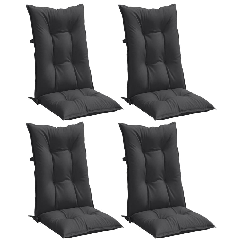 Vidaxx Stuhlkissen 4 Stück hohe Rückenlehne 120x50x7 cm Stoff Anthrazit gemischt