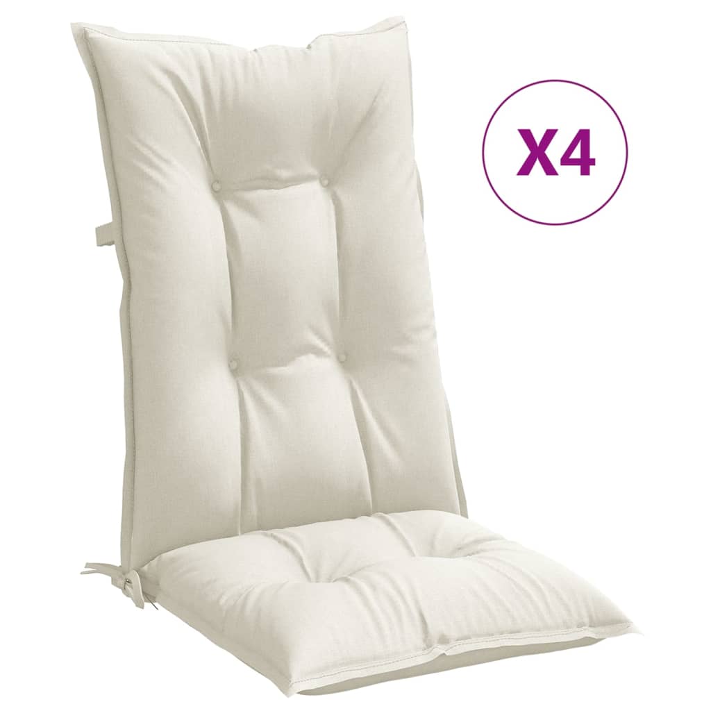 Vidaxx Stuhlkissen 4 Stück hohe Rückenlehne 120x50x7 cm Stoff gemischt creme