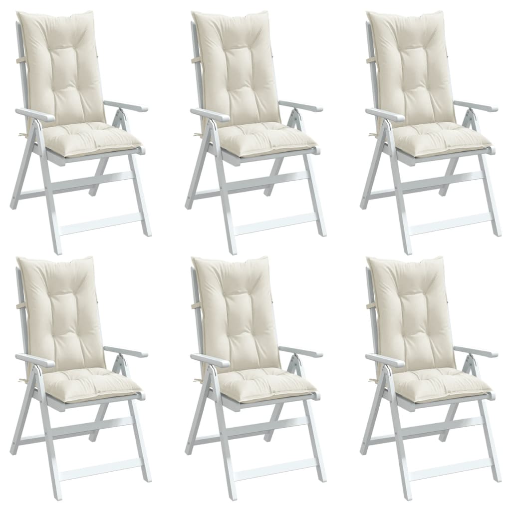 VidaXL Stuhlkissen 6 Stück hohe Rückenlehne 120x50x7 cm Stoff gemischt creme