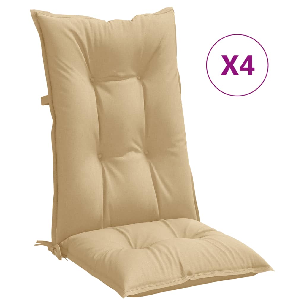 Vidaxx Stuhlkissen 4 Stück hohe Rückenlehne 120x50x7 cm Stoff beige gemischt