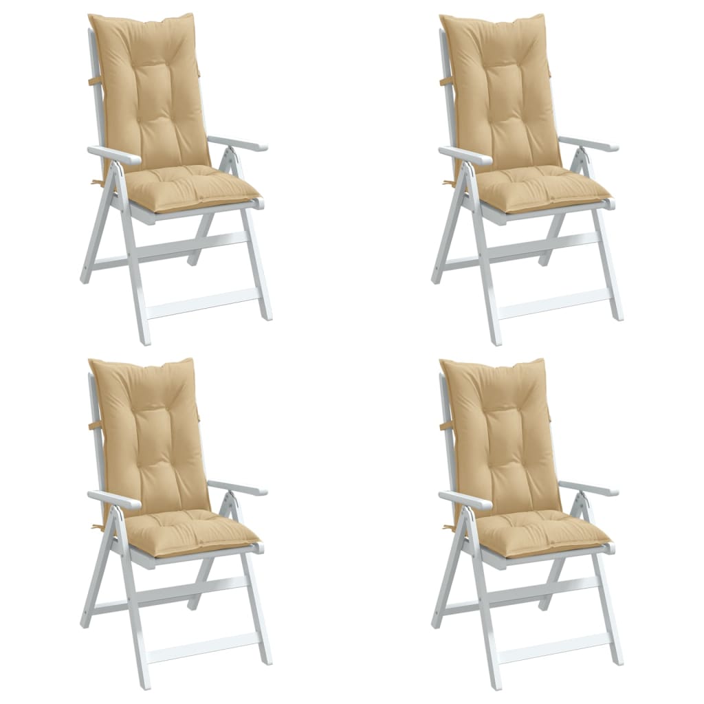 Vidaxx Stuhlkissen 4 Stück hohe Rückenlehne 120x50x7 cm Stoff beige gemischt