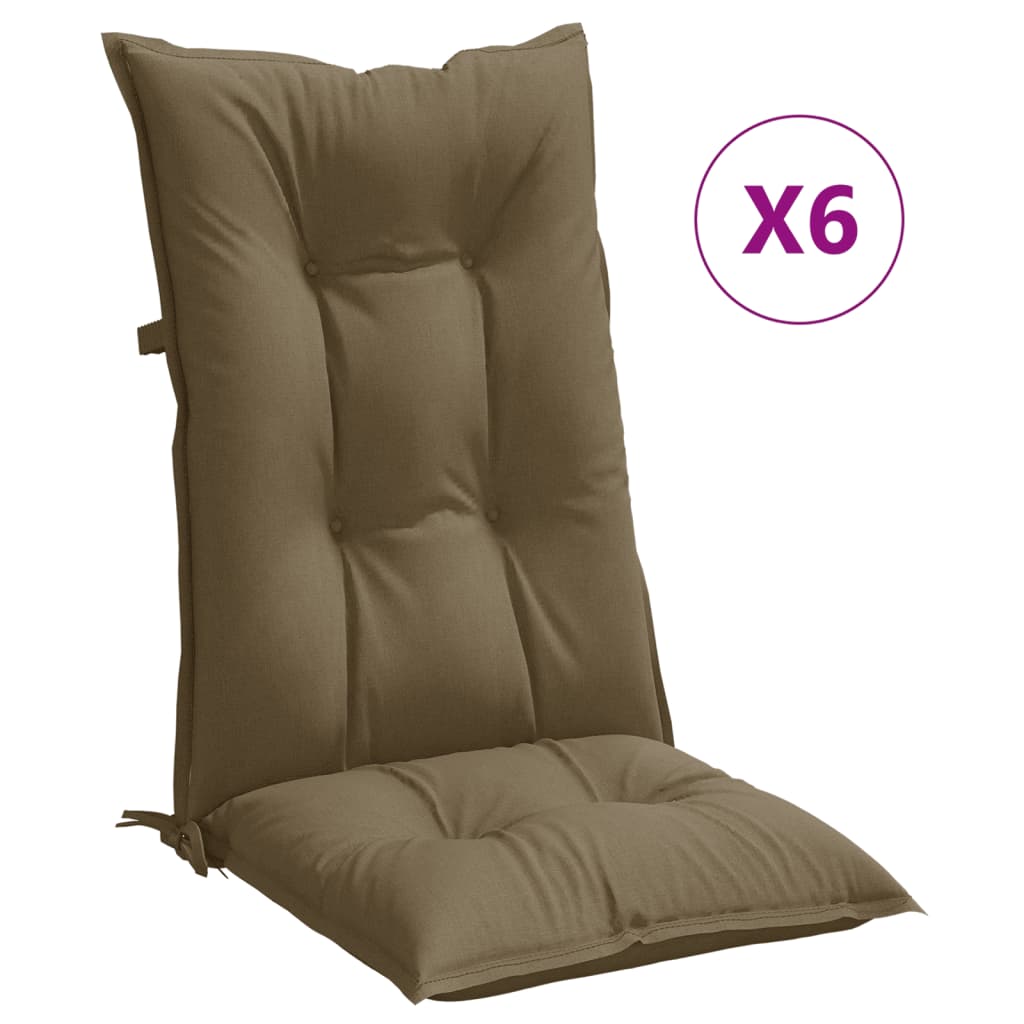 Vidaxx Stuhlkissen 6 Stück hohe Rückenlehne 120x50x7 cm Stoff Melange Taupe