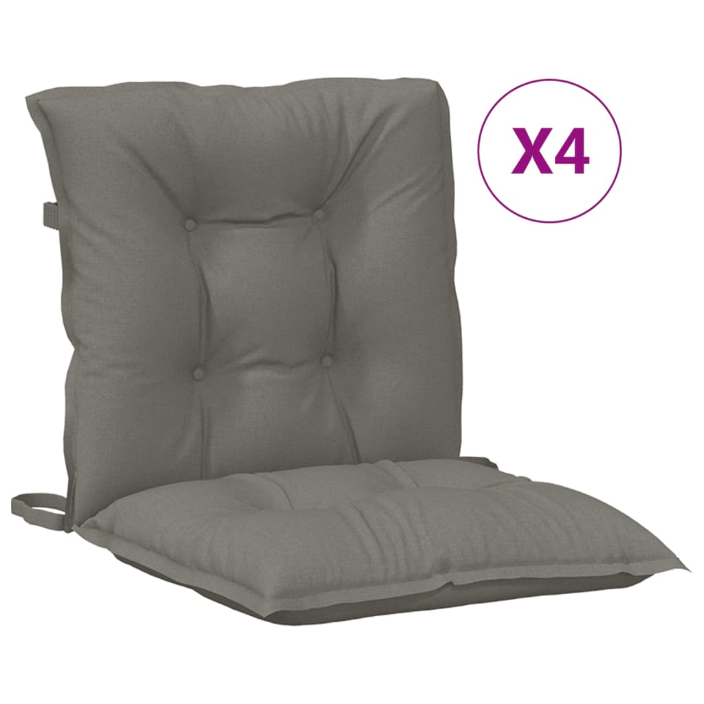 VidaXL Stuhlkissen 4 Stück niedrige Rückenlehne 100x50x7 cm Stoff dunkelgrau