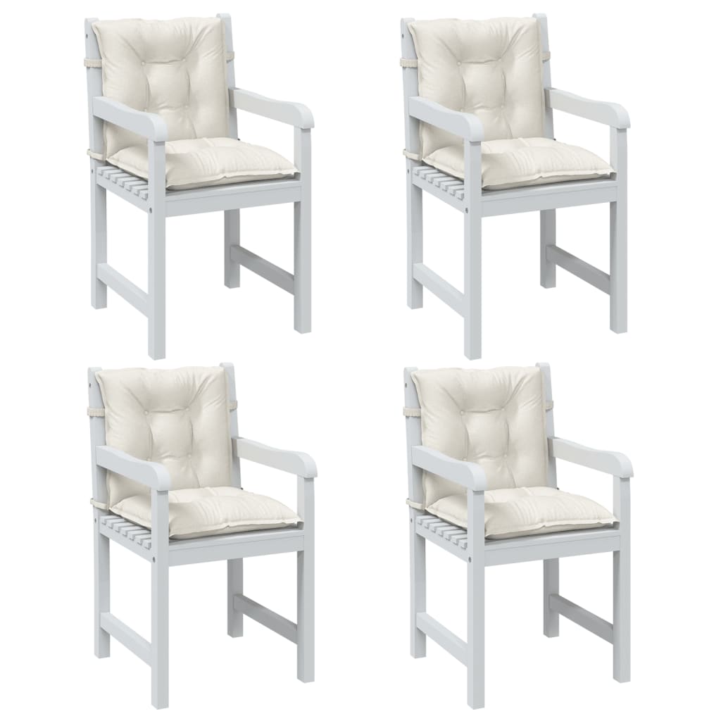 Vidaxx Stuhlkissen 4 Stück niedrige Rückenlehne 100x50x7 cm Stoff gemischt creme