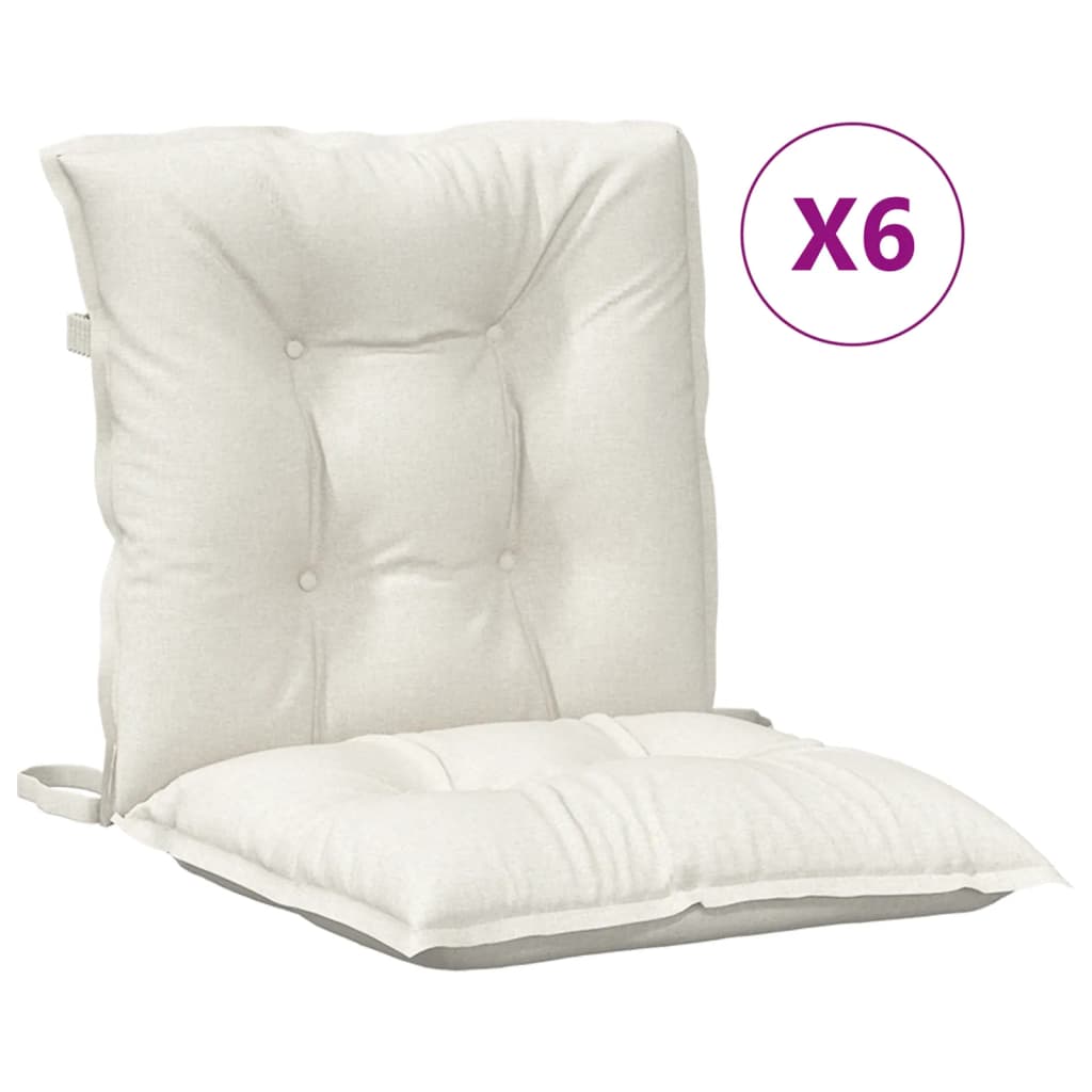 VidaXL Stuhlkissen 6 Stück niedrige Rückenlehne 100x50x7 cm Stoff gemischt creme