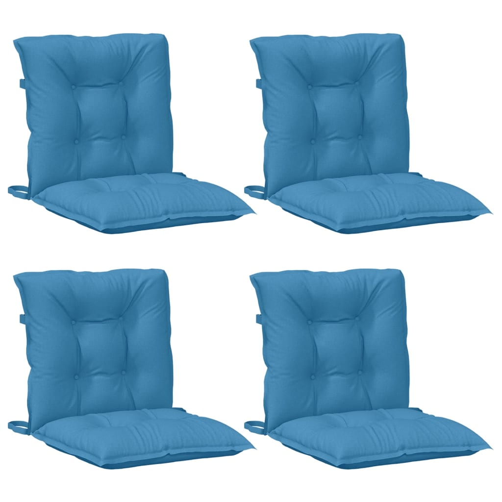 VidaXL Stuhlkissen 4 Stück niedrige Rückenlehne 100x50x7 cm Stoff blau gemischt