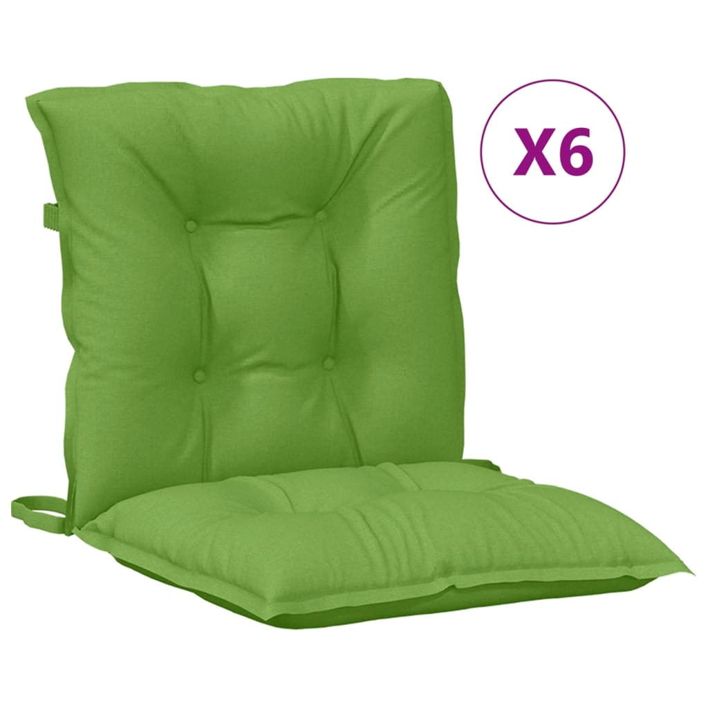 Vidaxx Stuhlkissen 6 Stück niedrige Rückenlehne 100x50x7 cm Stoff grün gemischt