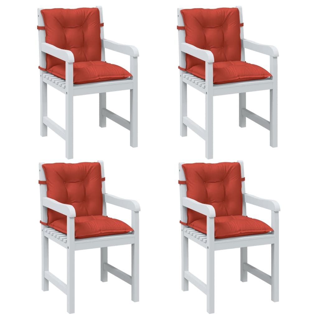Vidaxx Stuhlkissen 4 Stück niedrige Rückenlehne 100x50x7 cm Stoff rot gemischt