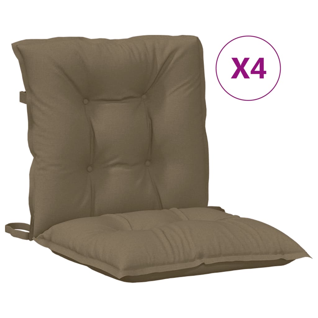 Vidaxx Stuhlkissen 4 Stück niedrige Rückenlehne 100x50x7 cm Stoff taupe meliert
