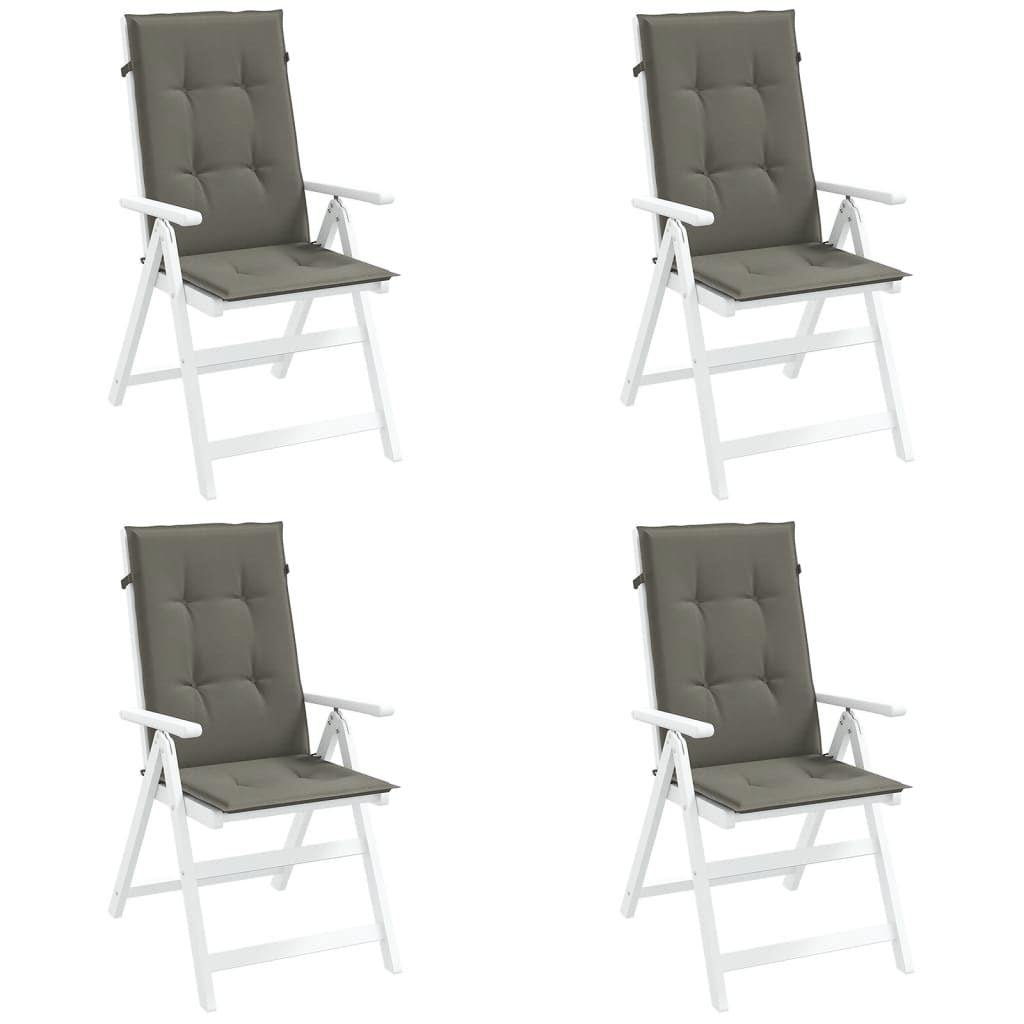 Vidaxx Stuhlkissen 4 Stück hohe Rückenlehne 120x50x4 cm Stoff dunkelgrau