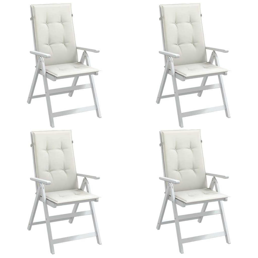 Vidaxx Stuhlkissen 4 Stück hohe Rückenlehne 120x50x4 cm Stoff gemischt creme