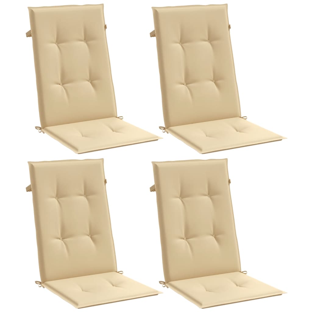 Vidaxx Stuhlkissen 4 Stück hohe Rückenlehne 120x50x4 cm Stoff beige gemischt
