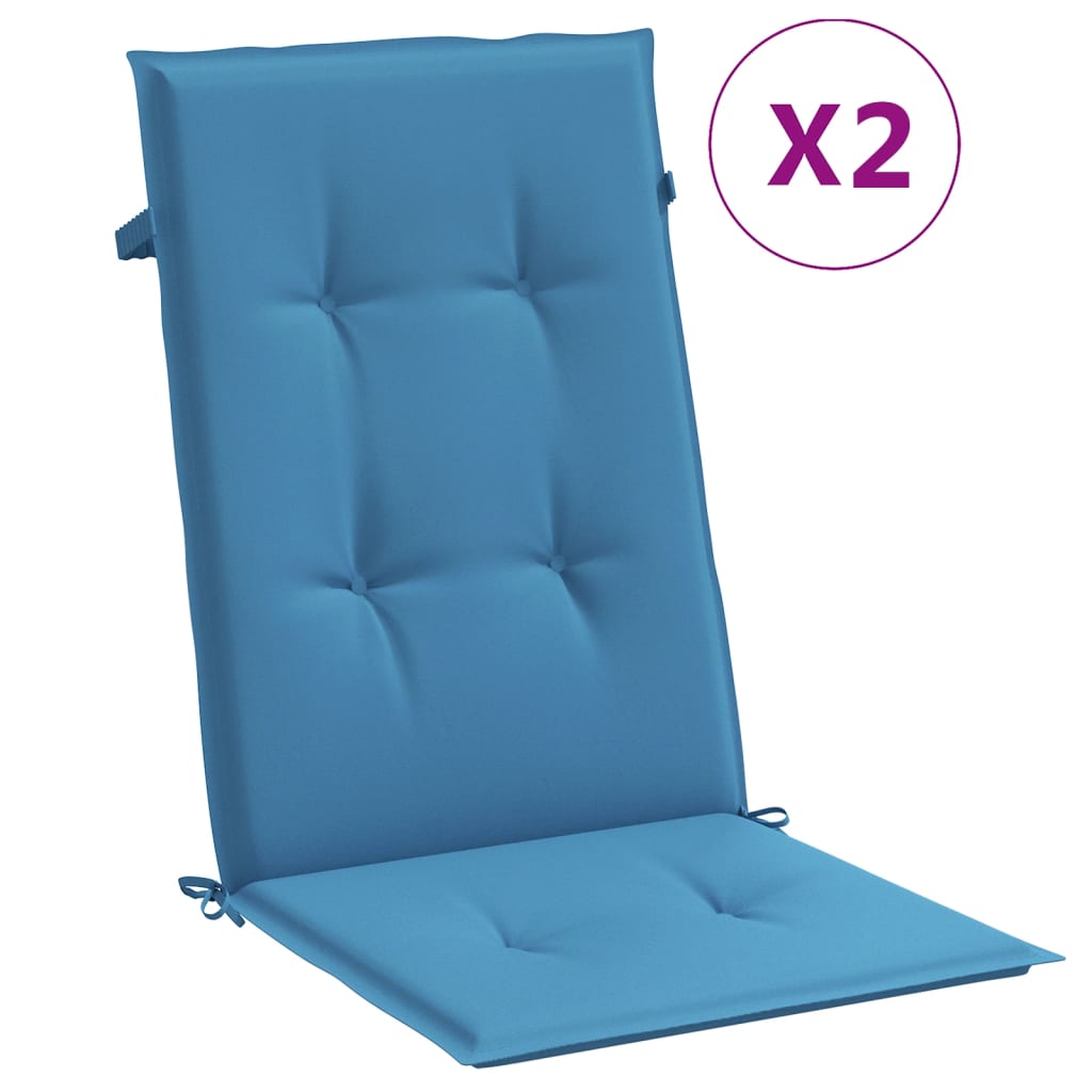 Vidaxx Stuhlkissen 2 Stück hohe Rückenlehne 120x50x4 cm Stoff blau gemischt