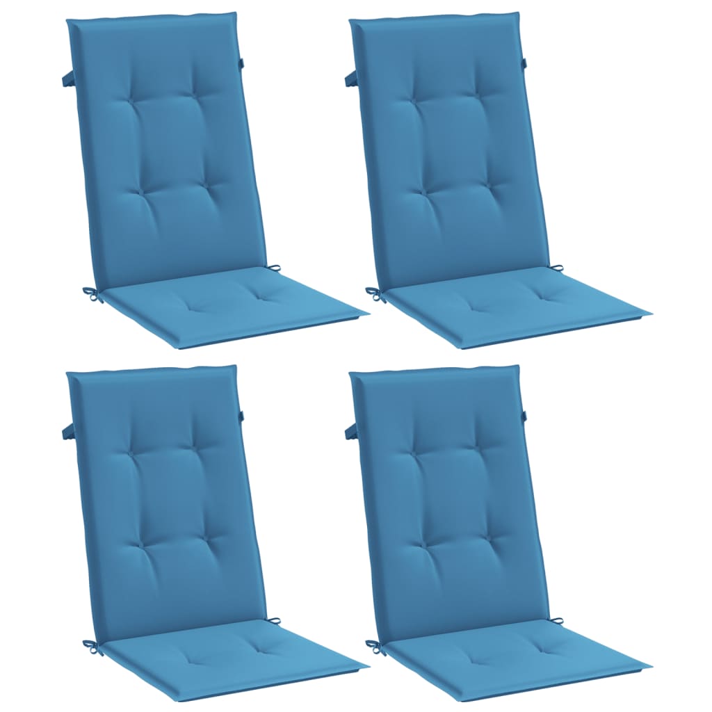 Vidaxx Stuhlkissen 4 Stück hohe Rückenlehne 120x50x4 cm Stoff blau gemischt