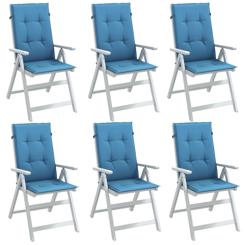Vidaxx Stuhlkissen 6 Stück hohe Rückenlehne 120x50x4 cm Stoff blau gemischt