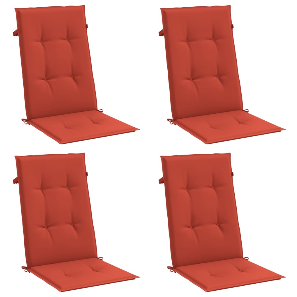 Vidaxx Stuhlkissen 4 Stück hohe Rückenlehne 120x50x4 cm Stoff rot gemischt