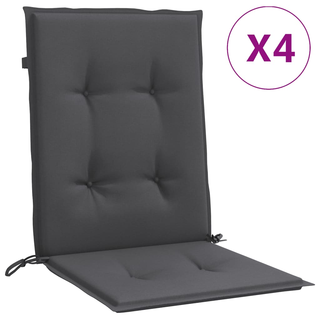 VidaXL Stuhlkissen 4 Stück niedrige Rückenlehne 100x50x4 cm Stoff gemischt Anthrazit