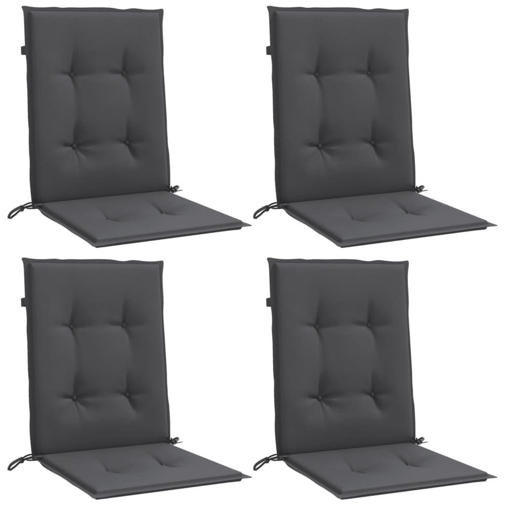 VidaXL Stuhlkissen 4 Stück niedrige Rückenlehne 100x50x4 cm Stoff gemischt Anthrazit