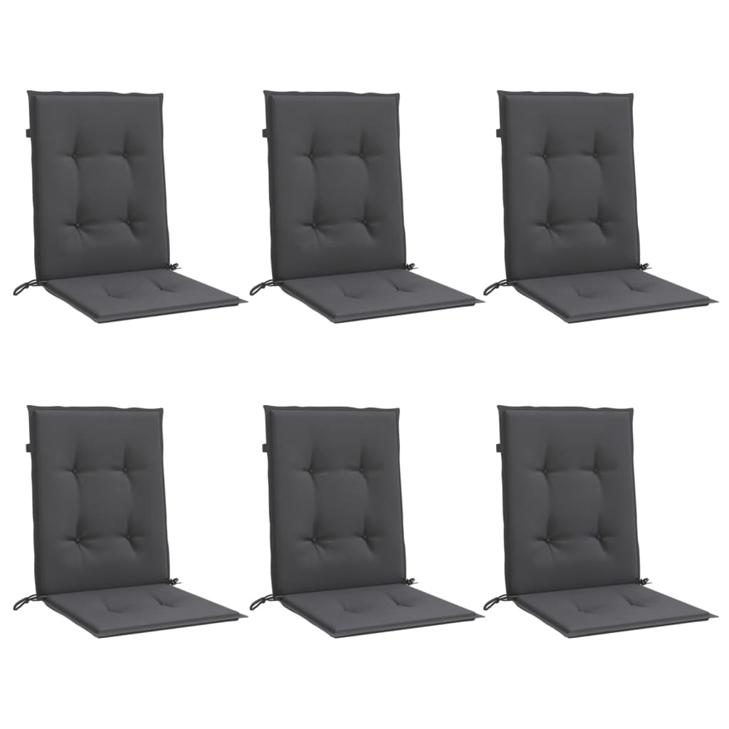 Vidaxx Stuhlkissen 6 Stück niedrige Rückenlehne 100x50x4 cm Stoff gemischt Anthrazit