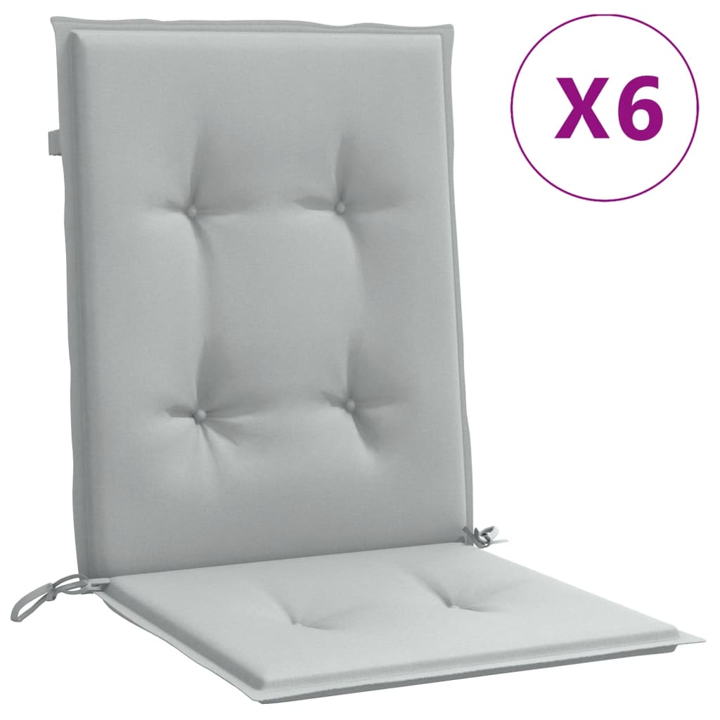 Vidaxx Stuhlkissen 6 Stück niedrige Rückenlehne 100x50x4 cm Stoff hellgrau