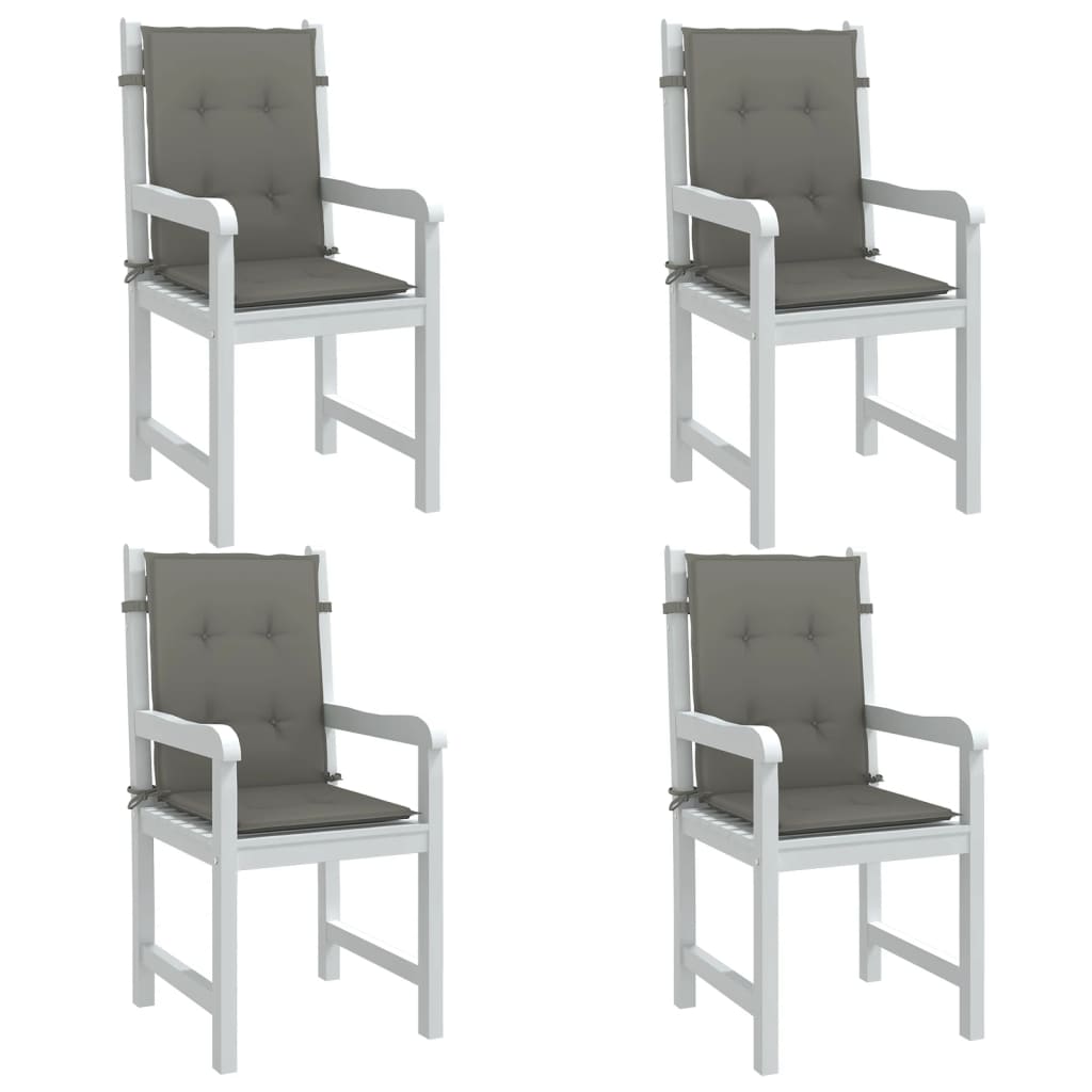 Vidaxx Stuhlkissen 4 Stück niedrige Rückenlehne 100x50x4 cm Stoff dunkelgrau