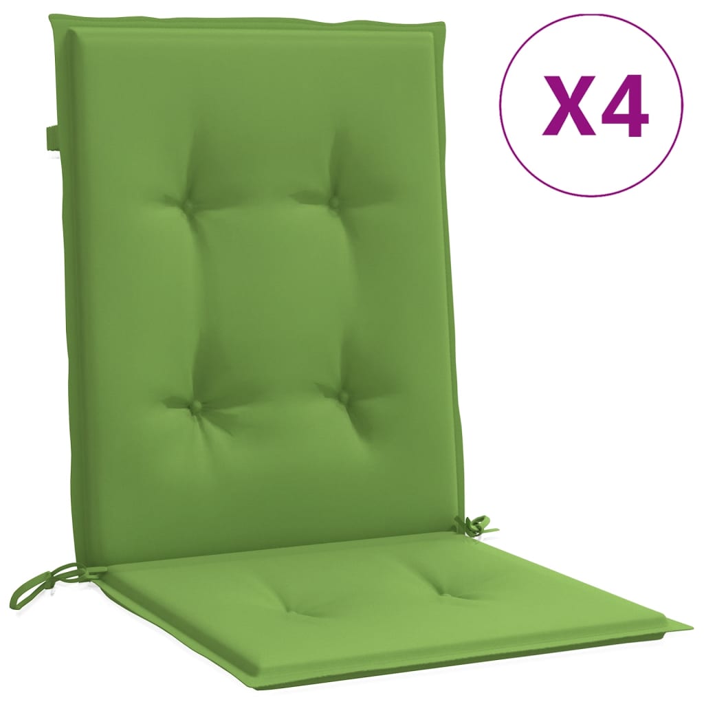 Vidaxx Stuhlkissen 4 Stück niedrige Rückenlehne 100x50x4 cm Stoff grün gemischt