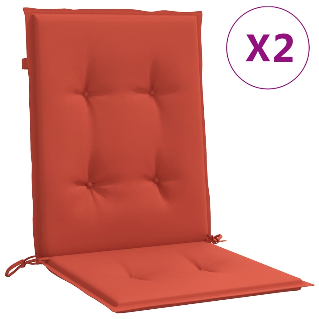 Vidaxx Stuhlkissen 2 Stück niedrige Rückenlehne 100x50x4 cm Stoff rot gemischt