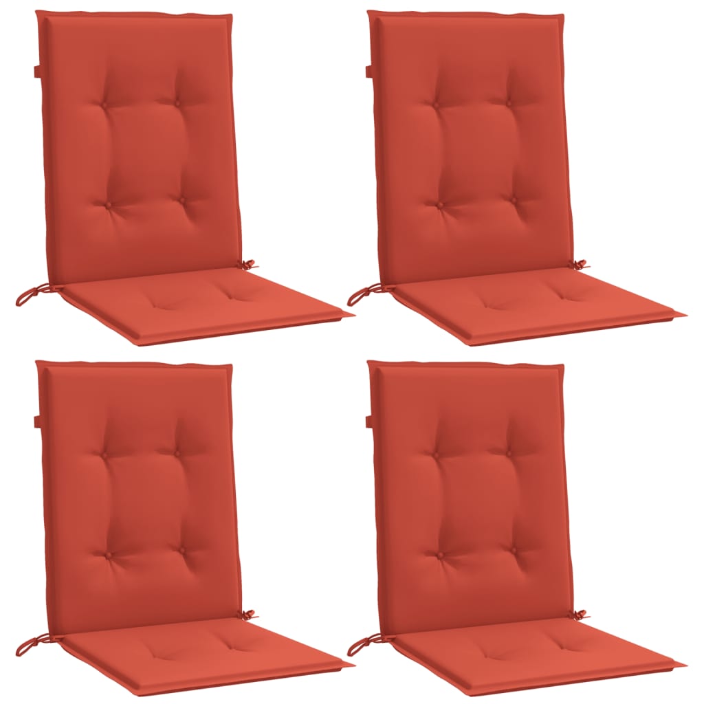 VidaXL Stuhlkissen 4 Stück niedrige Rückenlehne 100x50x4 cm Stoff rot gemischt