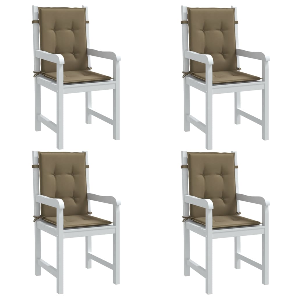 Vidaxx Stuhlkissen 4 Stück niedrige Rückenlehne 100x50x4 cm Stoff Melange Taupe