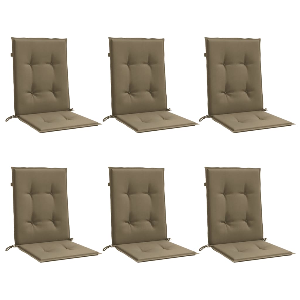 Vidaxx Stuhlkissen 6 Stück niedrige Rückenlehne 100x50x4 cm Stoff Melange Taupe