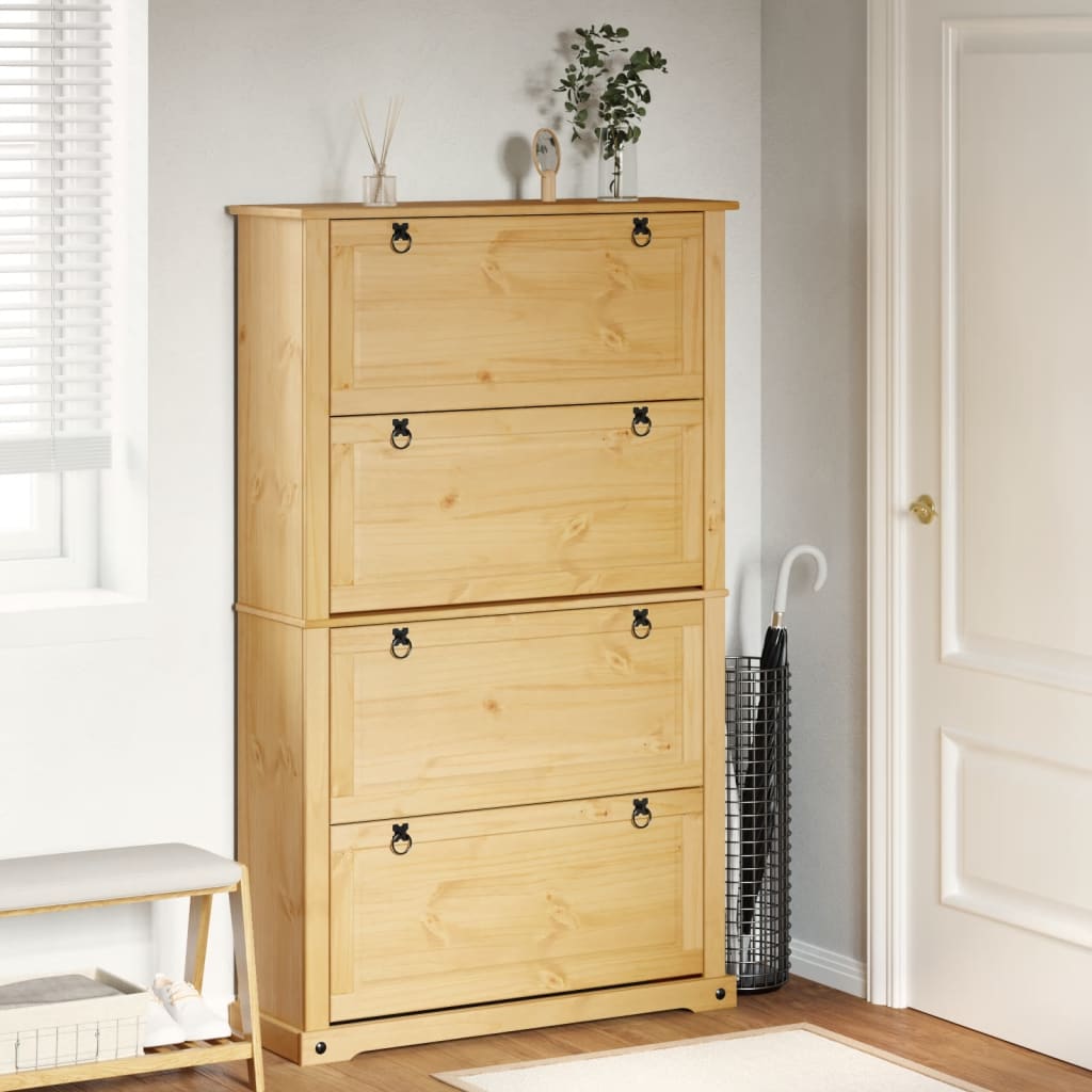 VidaXL Schuhschrank Corona 99x32x163,5 cm massives Kiefernholz