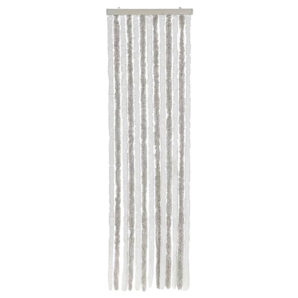 Vidaxl vliegengordijn 56x185 cm chenille lichtgrijs en wit