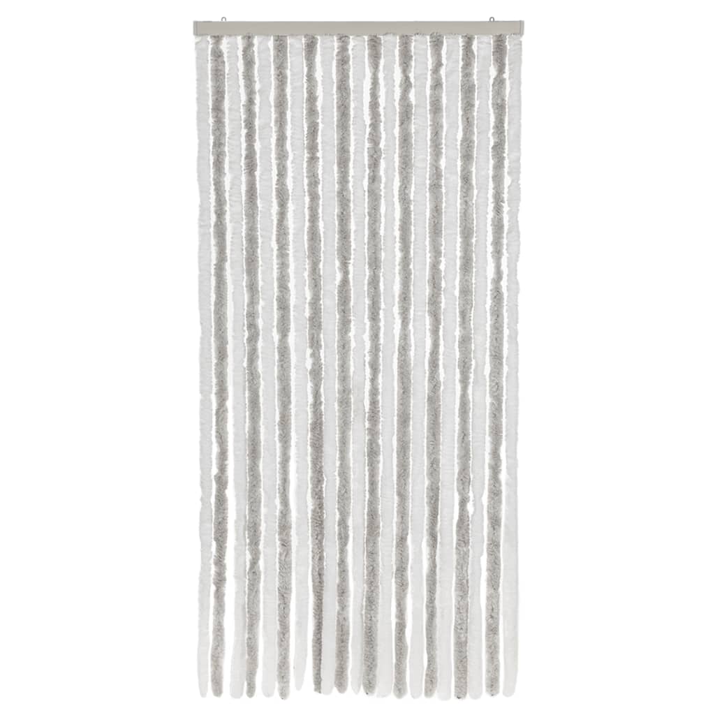 Vidaxx Fliegenvorhang 90x200 cm Chenille Hellgrau und Weiß